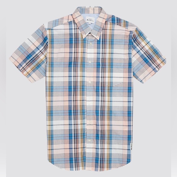 Ben Sherman Other - Ben Sherman Large Madras Check Short-Sleeve Shirt - Blue Denin NWOT